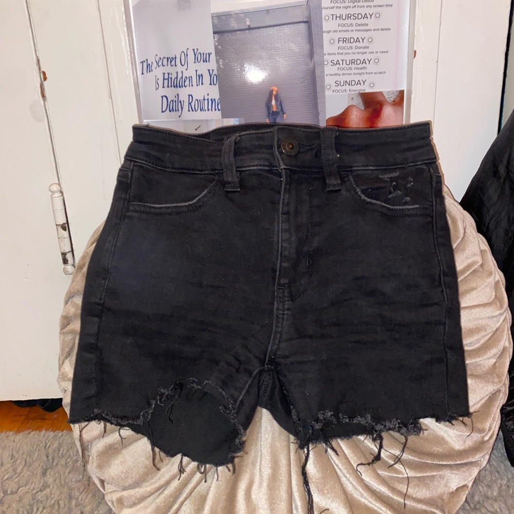 Black jean shorts